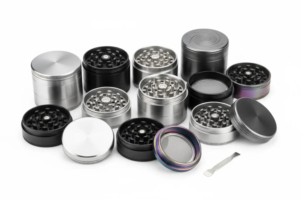 group of herb grinders discreetsmoker